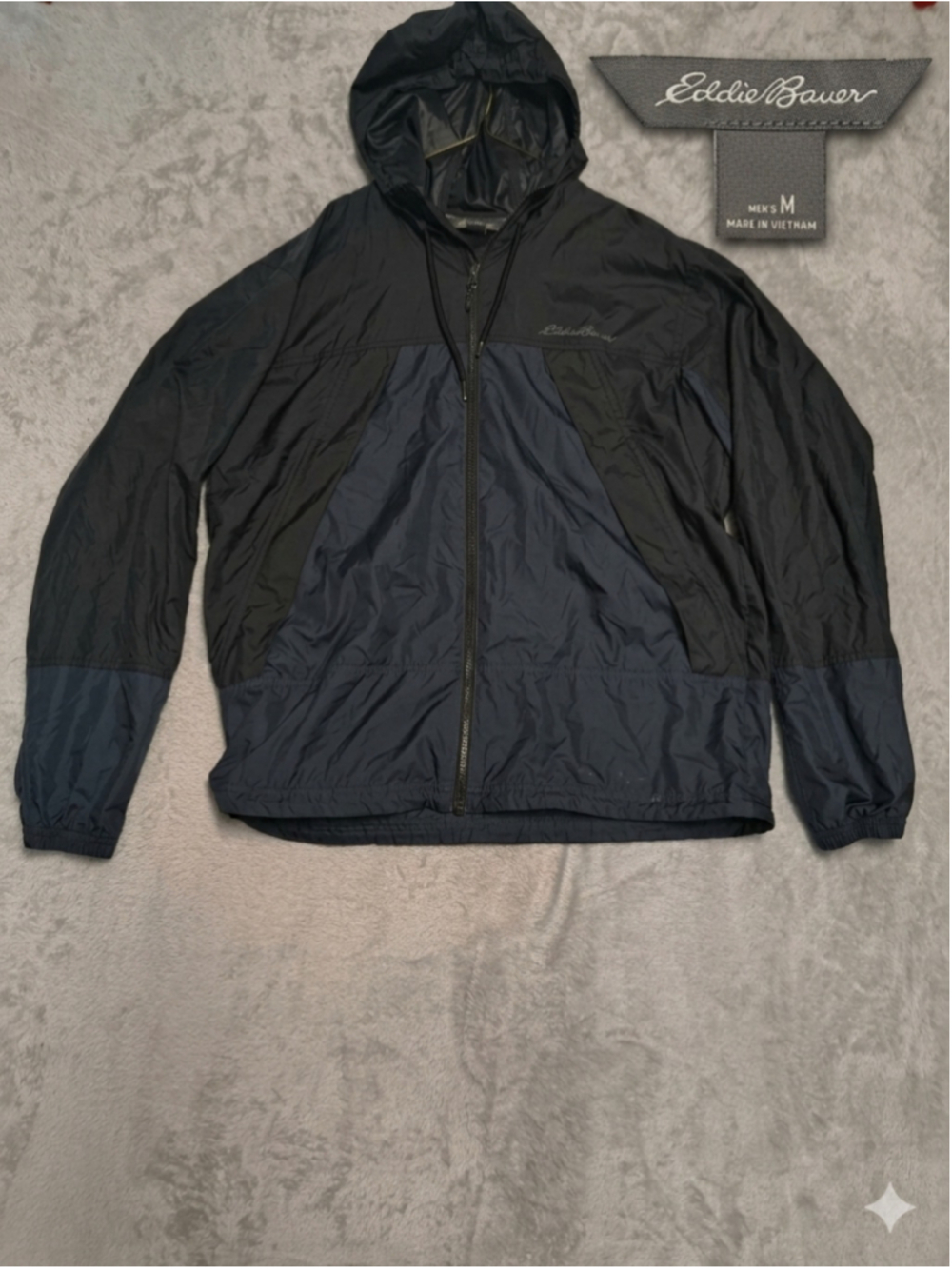 Eddie Bauer Men's Hooded Colorblock Windbreaker Jacket - Size Medium